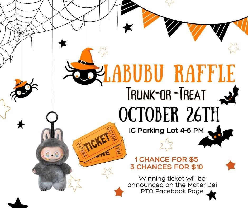 LABUBU RAFFLE!!! The Mater Dei PTO is... - Mater Dei Parish | Facebook