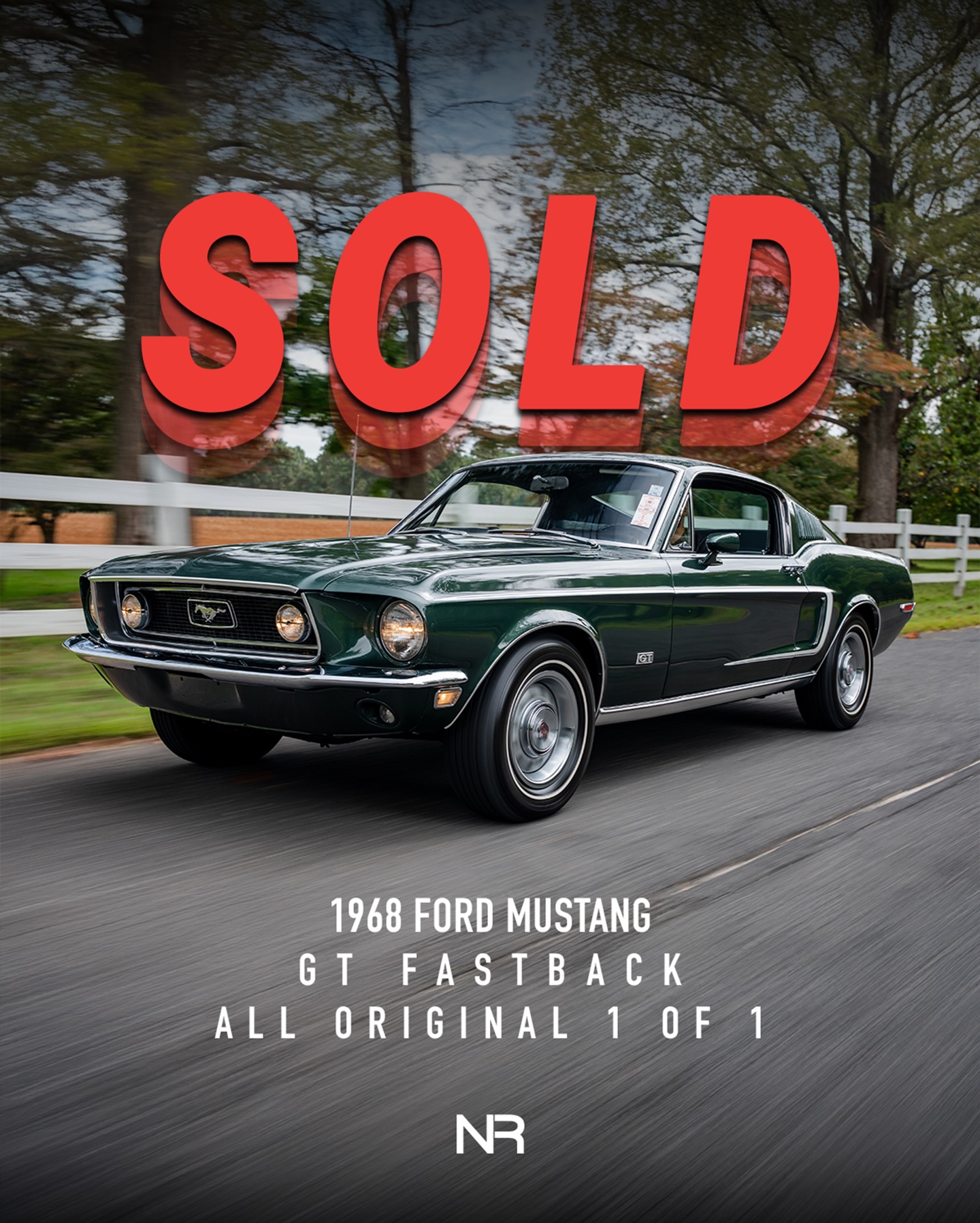 ワインディングセット SOLD 🚨 1 of 1 1968 Mustang GT Fastback in Highland Green — A True