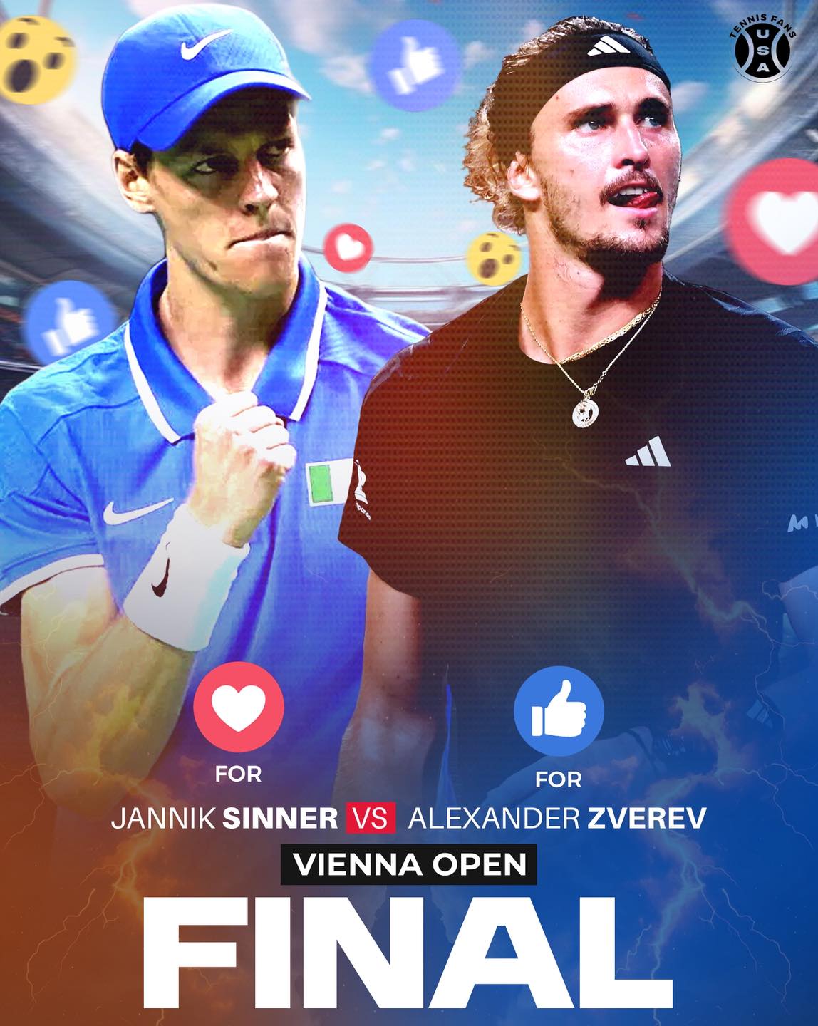 【ポスター】FINAL 「OPEN」 Zverev zips into the Vienna final! ⚡️🔥 The German defeats