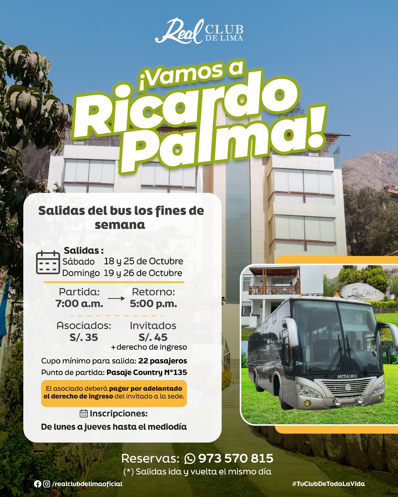 Real - ¡Vamos a Ricardo Palma! 🚌☀️ Aprovecha el bus del club y disfruta ...
