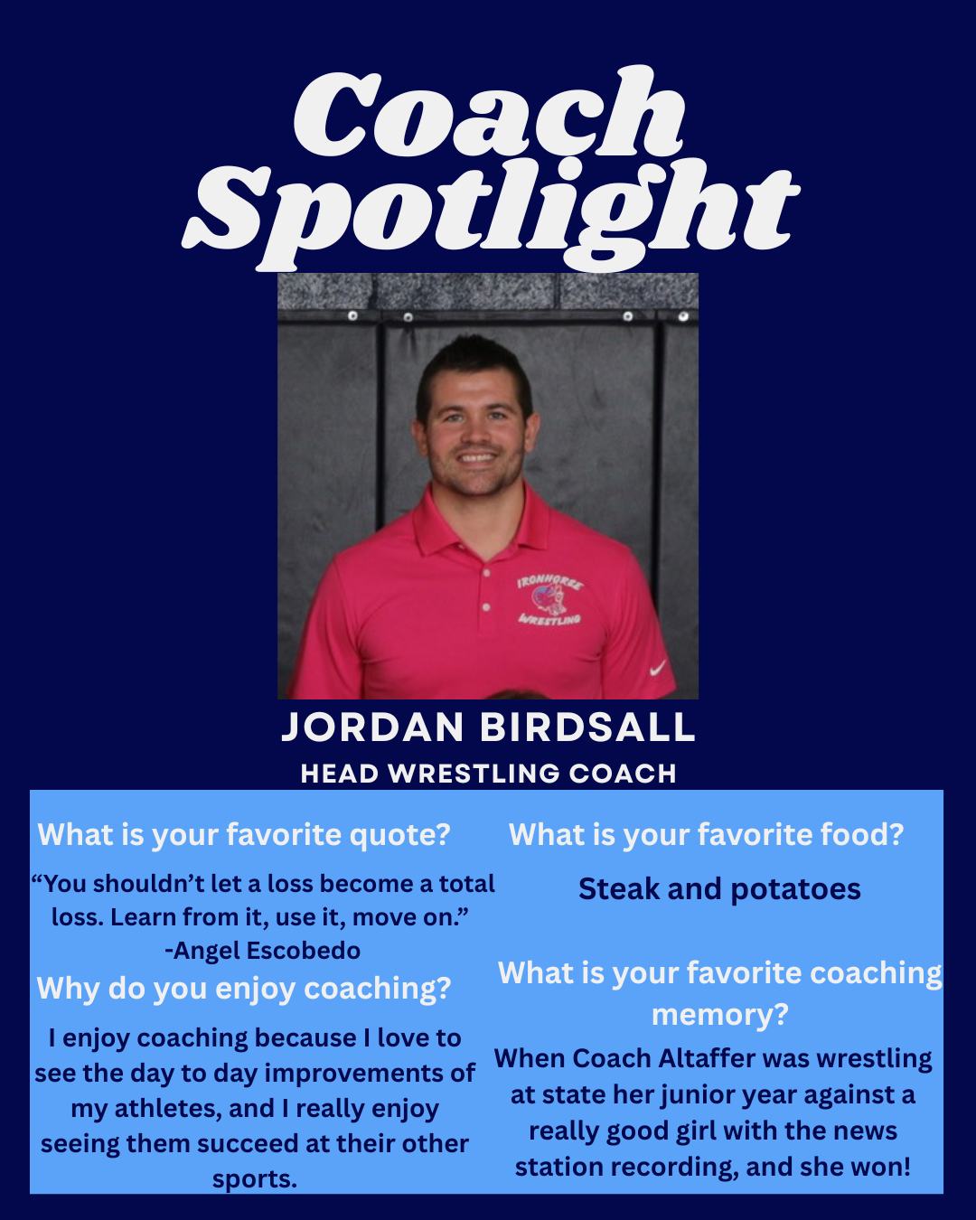COACH SPOTLIGHT Today... - Montpelier Athletic Boosters | Facebook