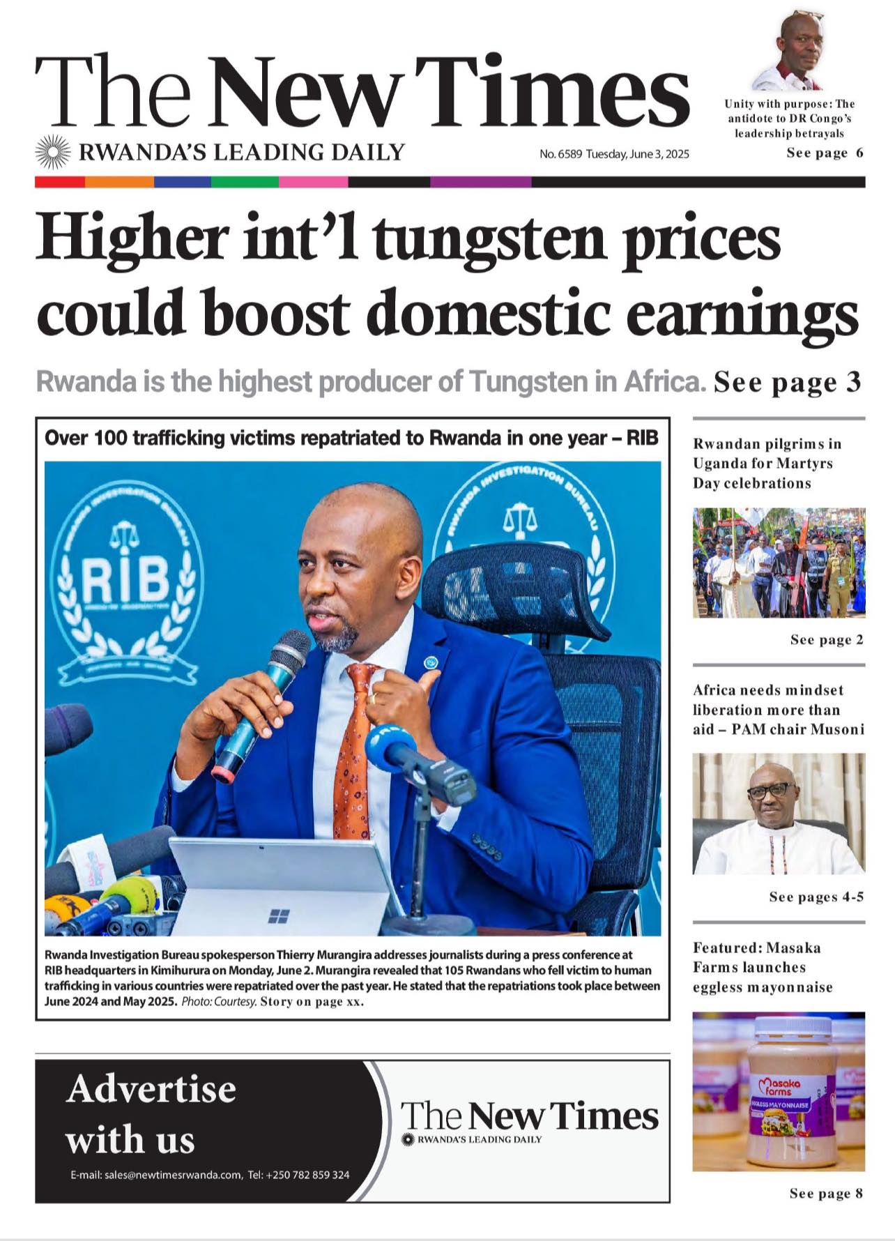 The New - Inside The New Times Epaper front page of Tuesday, June 3 ...