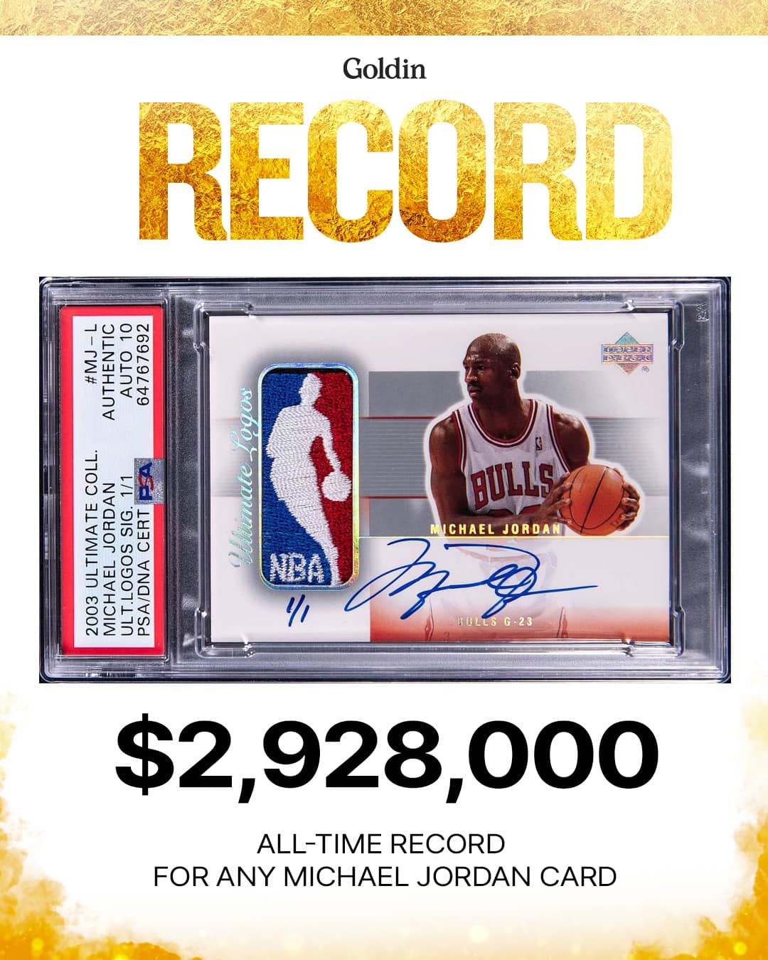 2003 ud マイケルジョーダン PSA10 BREAKING: Goldin just announced there is a NEW ALL-TIME HIGHEST