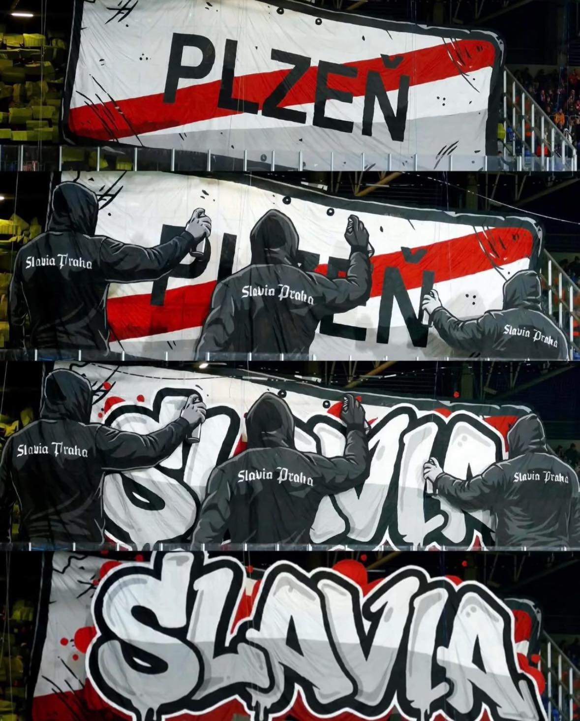 České - 🇨🇿Interaktivní choreo Slavie včera v Plzni to byla jedna velká ...