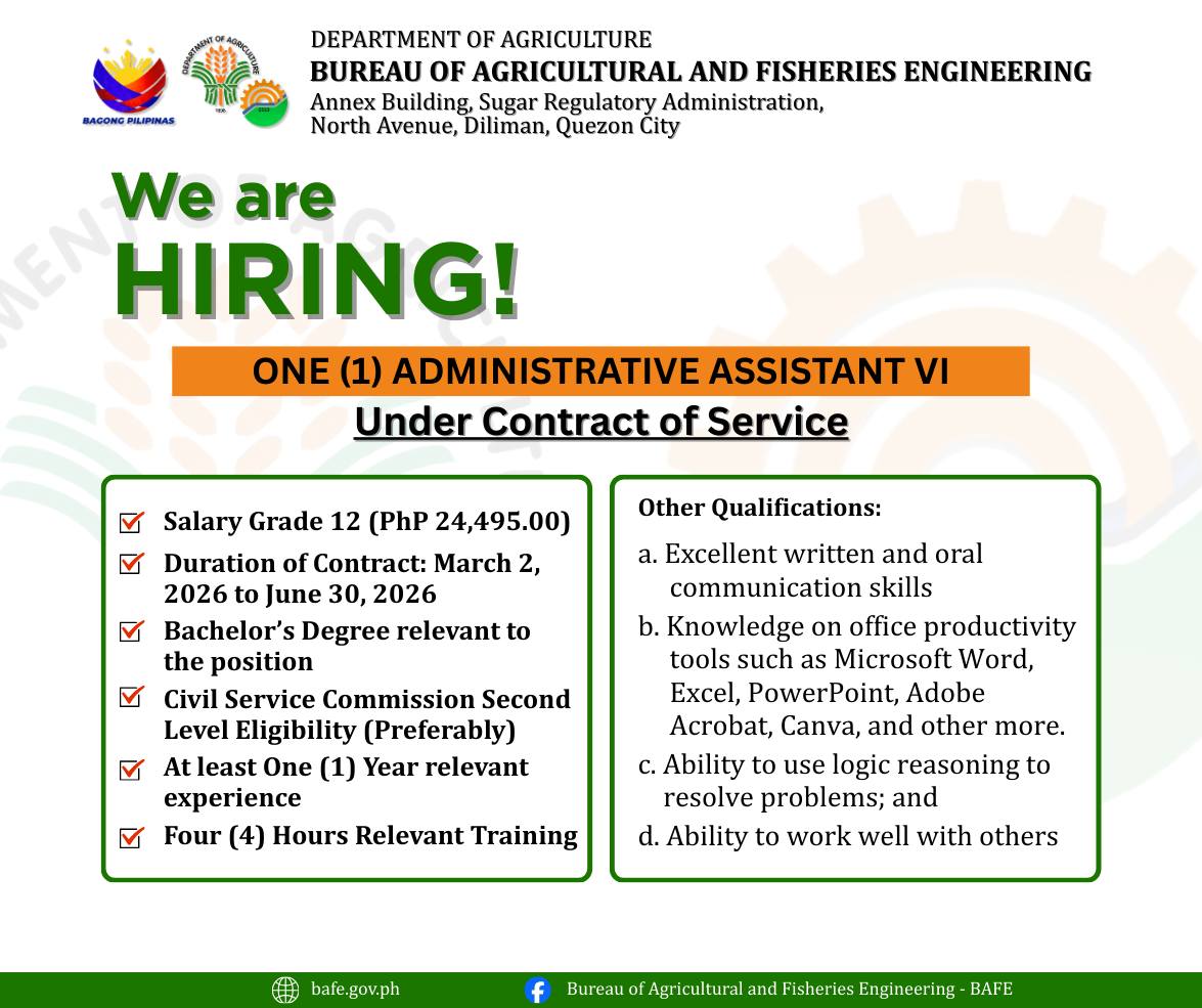 T... - Bureau of Agricultural and Fisheries Engineering - BAFE | Facebook