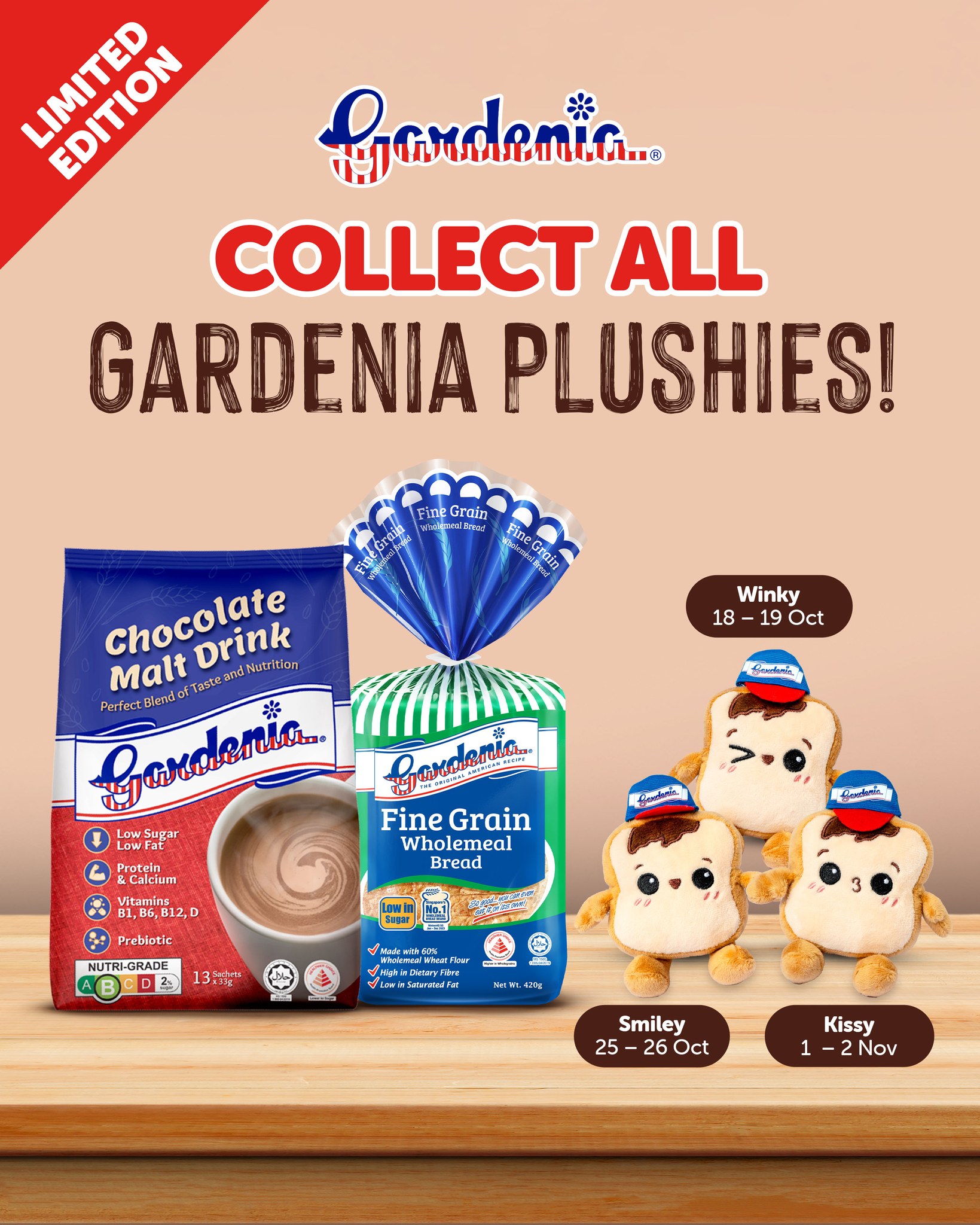 Gardenia plushie keychain with chocolate malt drink purchase