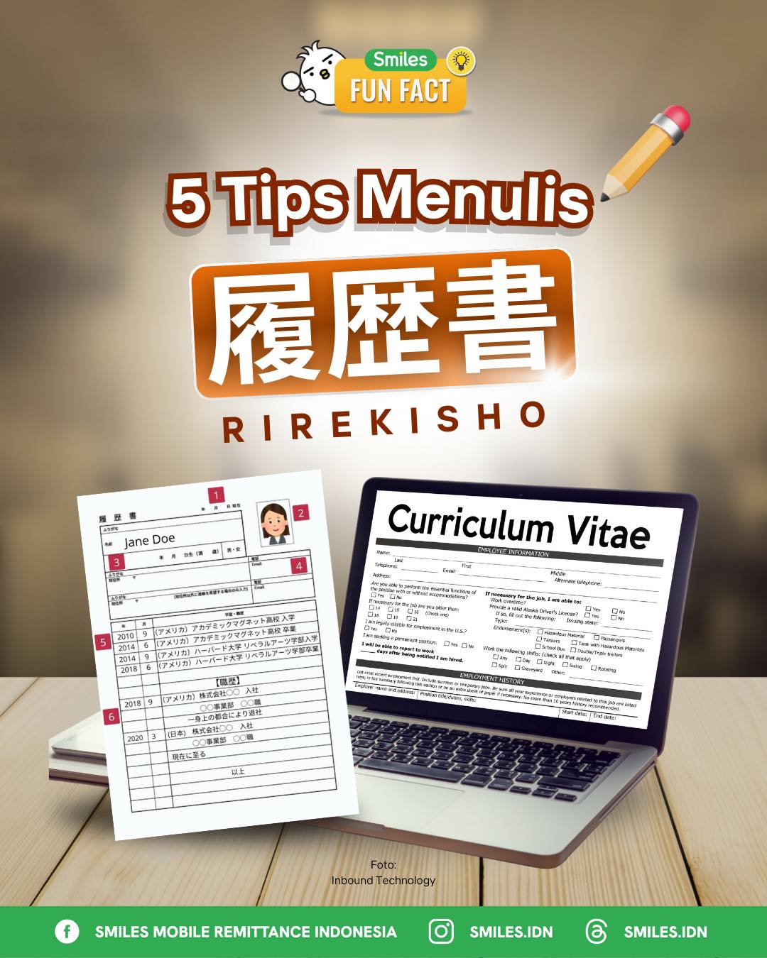 Smiles - 5 Tips Menulis 履歴書 Rirekisho Tanggal Pengajuan Disini, kamu ...