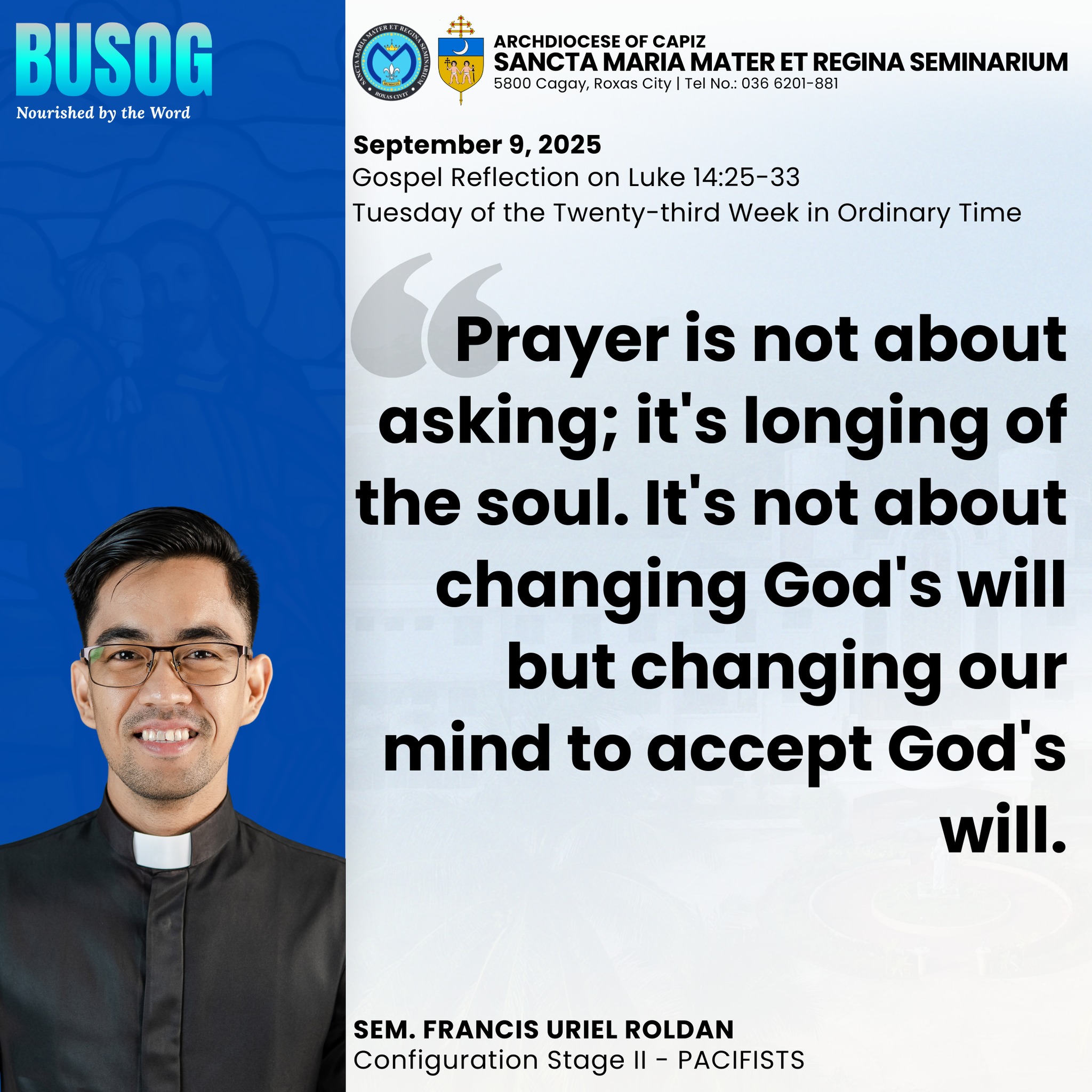 Sancta - BUSOG: Gospel Reflection on Luke 6:12-16 Sem. Francis Uriel ...