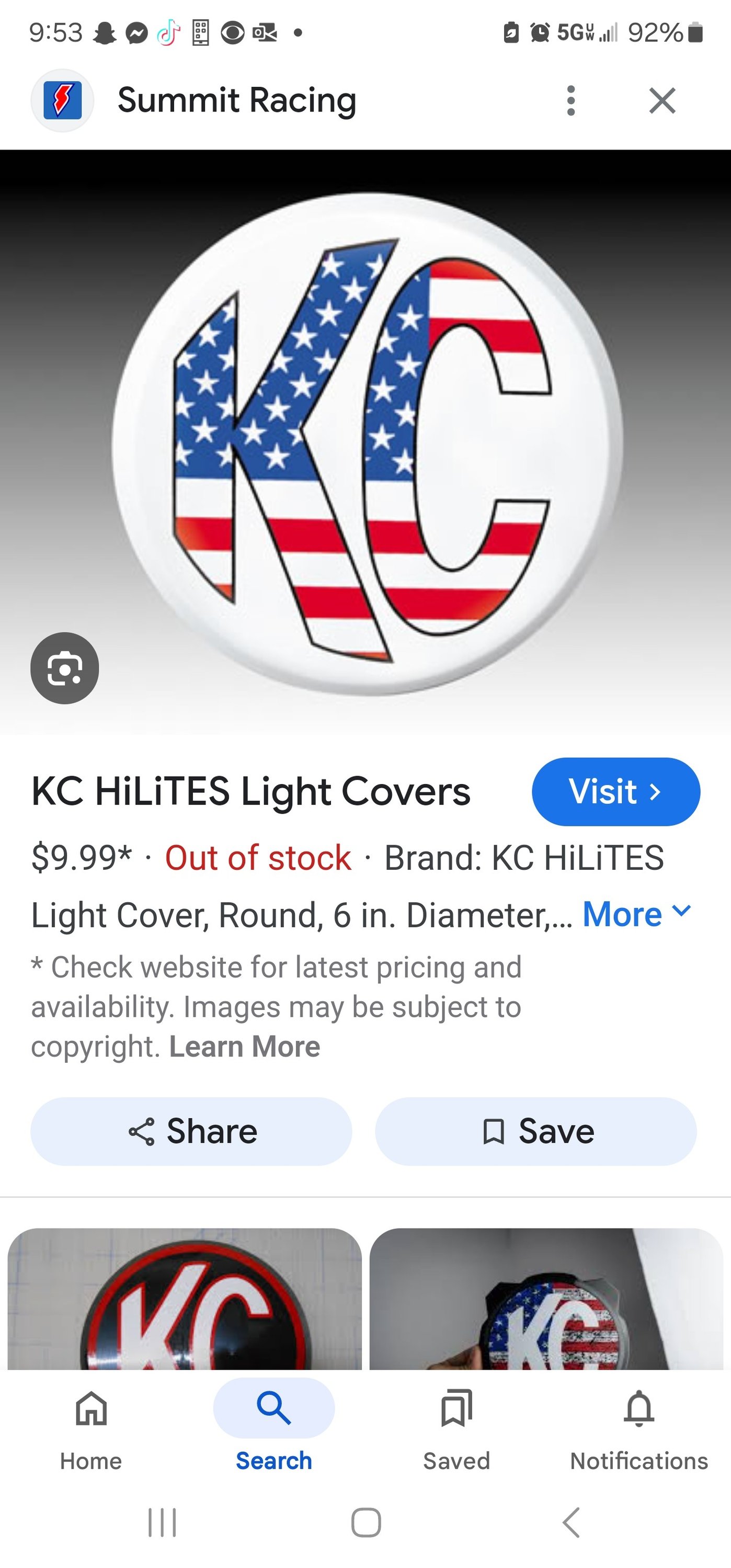 Gearhead Red Off-Road Light Covers For 6 Inch KC Style Lights - Dick Cepek Baja Style