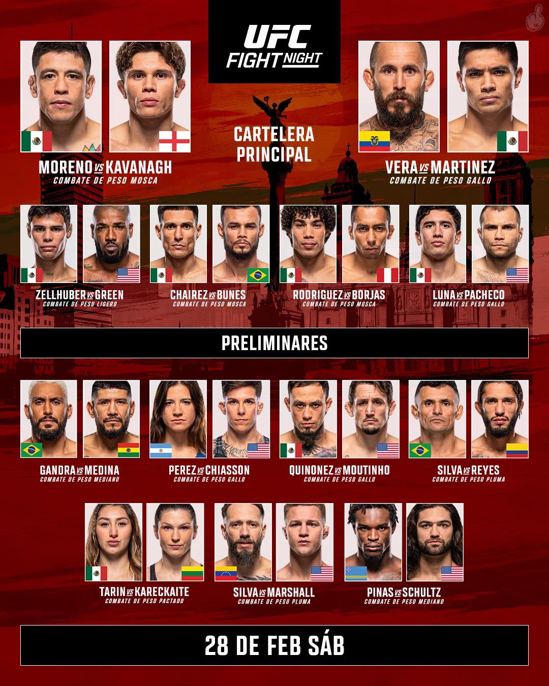 Fighters - 📌 Menú para hoy: UFC México. ⌚️ Cartelera Estelar: 7:00PM ...