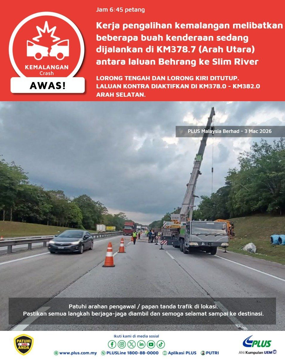 PLUS Malaysia - 𝗣𝗘𝗥𝗜𝗡𝗚𝗔𝗧𝗔𝗡 : 𝗛𝗔𝗗 𝗟𝗔𝗝𝗨 𝟲𝟬 𝗞𝗠/𝗝 𝗗𝗜 𝗭𝗢𝗡 𝗞𝗘𝗥𝗝𝗔... | Facebook