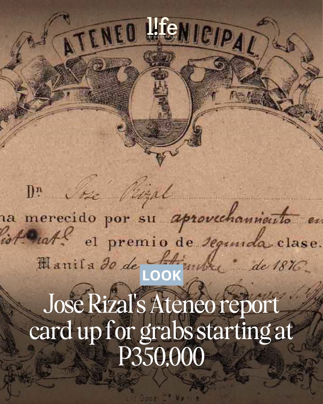 PhilSTAR - RIZAL'S REPORT CARD Jose Rizal's 1876 report card from ...