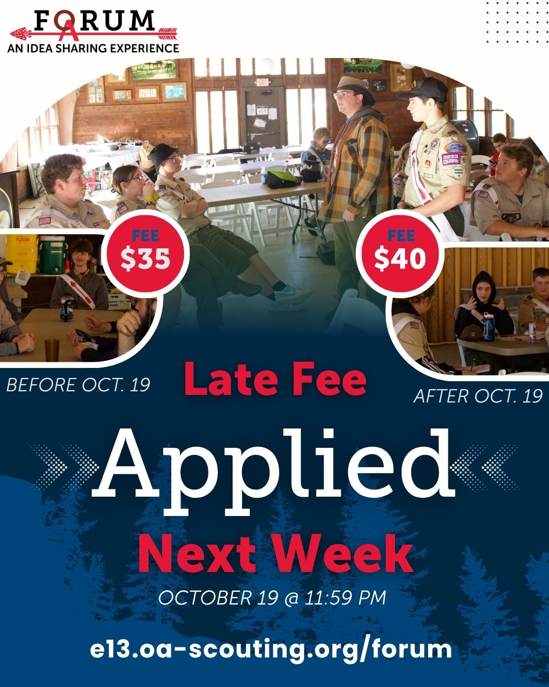 🎯 Late fee kicks in... - Order of the Arrow, Section E13 | Facebook