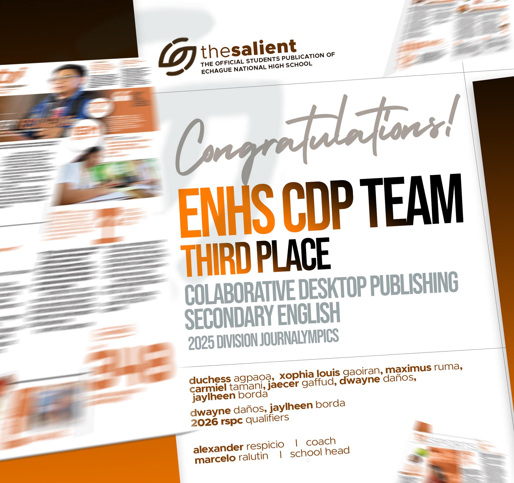The Salient - ENHS marks its first podium finish in CDP Congratulations ...