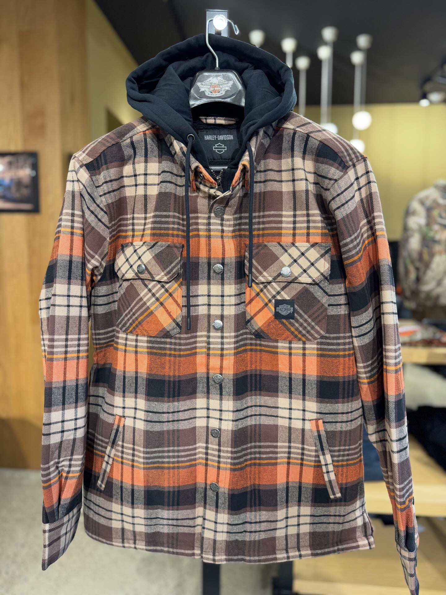 new arrival MENS Bar&Shield Hooded Shirt Jacket 厚手の起毛コットン 