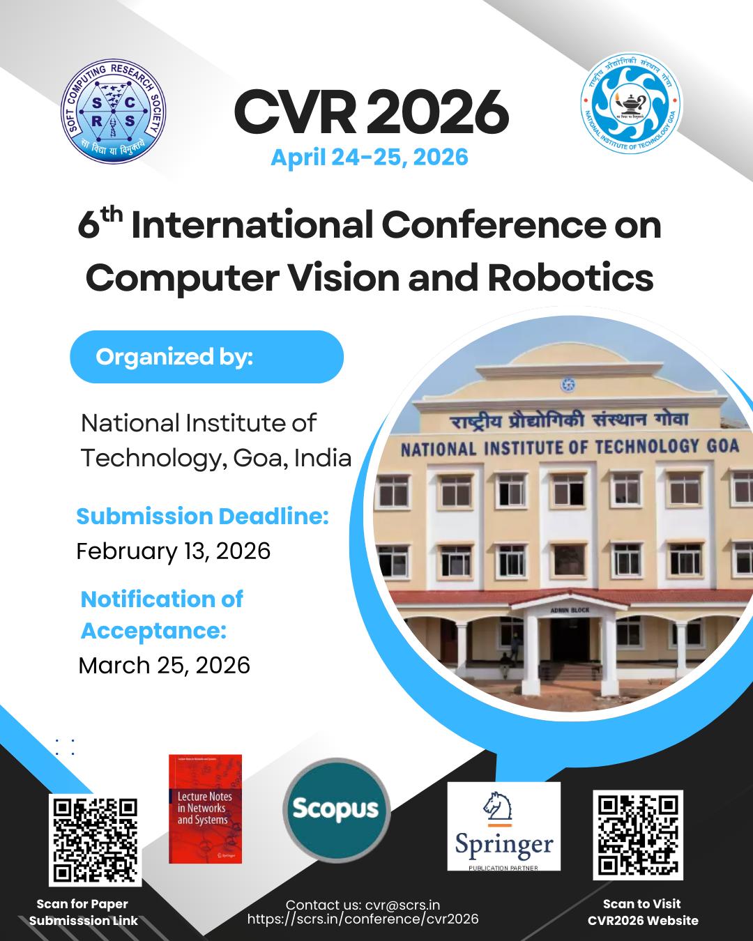 Scrs - Call for Paper: CVR 2026 National Institute of Technology Goa ...