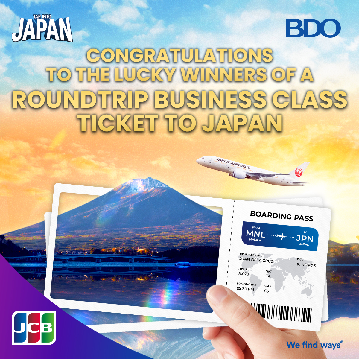 BDO - Congratulations to the lucky winners of JCB Best of Japan Raffle ...