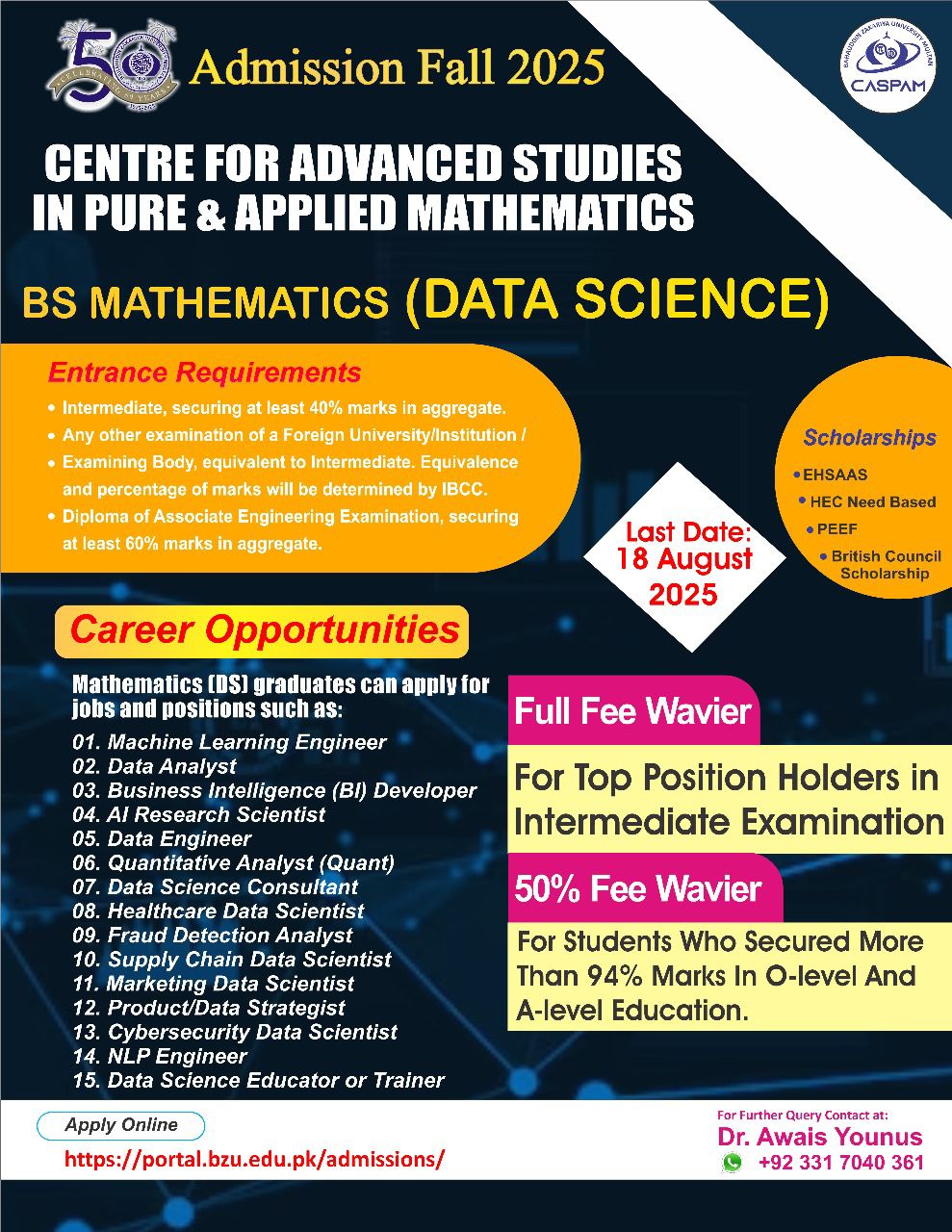 Centre for Advanced Studies in Pure and Applied Mathematics - Caspam ...