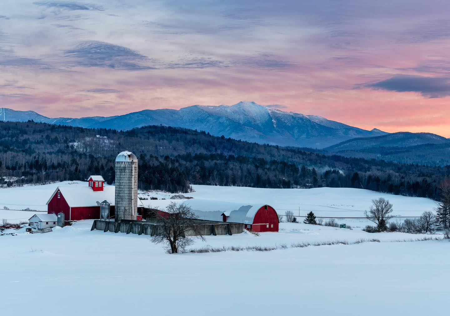 The Real - A rosy evening sky over Tinker Farm in Fletcher, Vermont 📸 ...