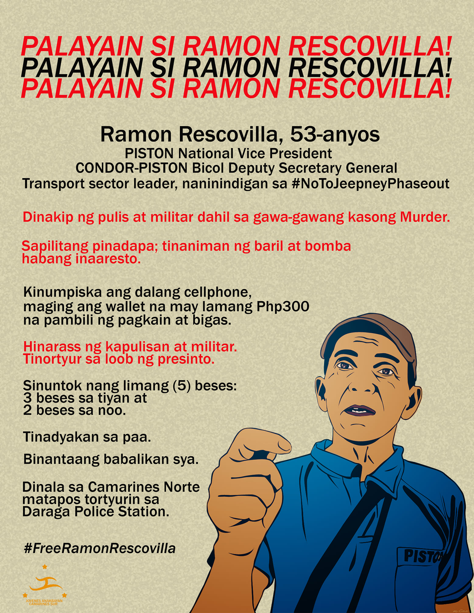 PALAYAIN SI RAMON... - Jovenes Anakbayan Camarines Sur | Facebook