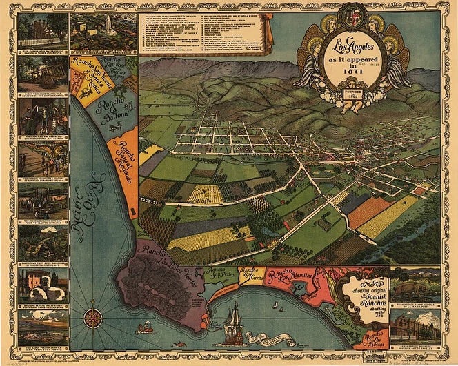 1877 Los Angeles - Brooklyn Heights, California Old Panoramic City Map