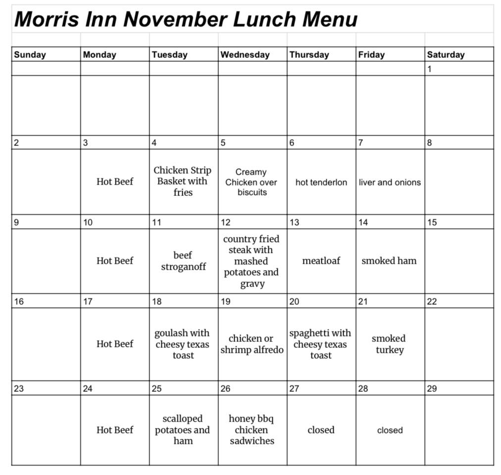 Morris - November lunch menu | Facebook