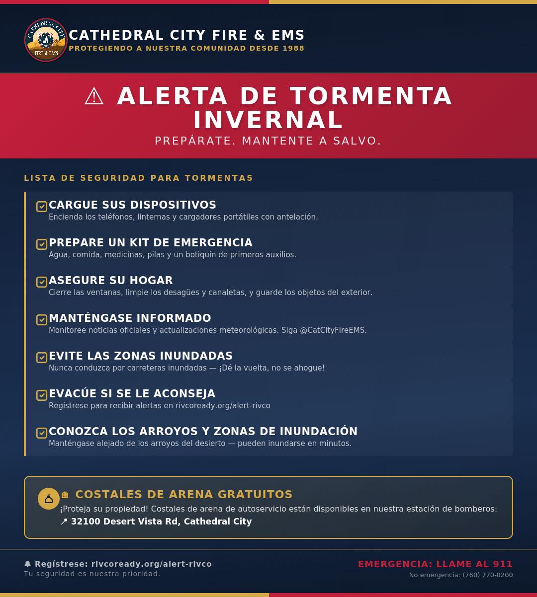 🌧️⚠️ ALERTA DE TORMENTA... - Cathedral City Fire Department | Facebook
