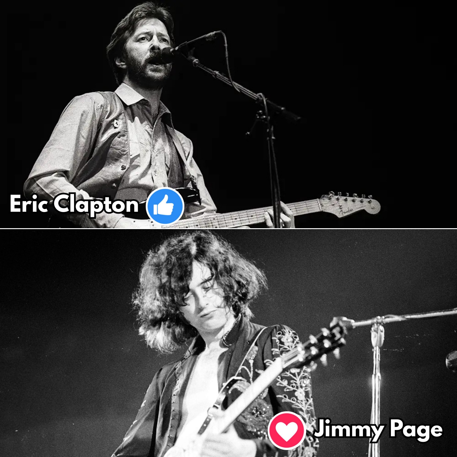 Jimmy Page and Eric Clapton on stage, 1983