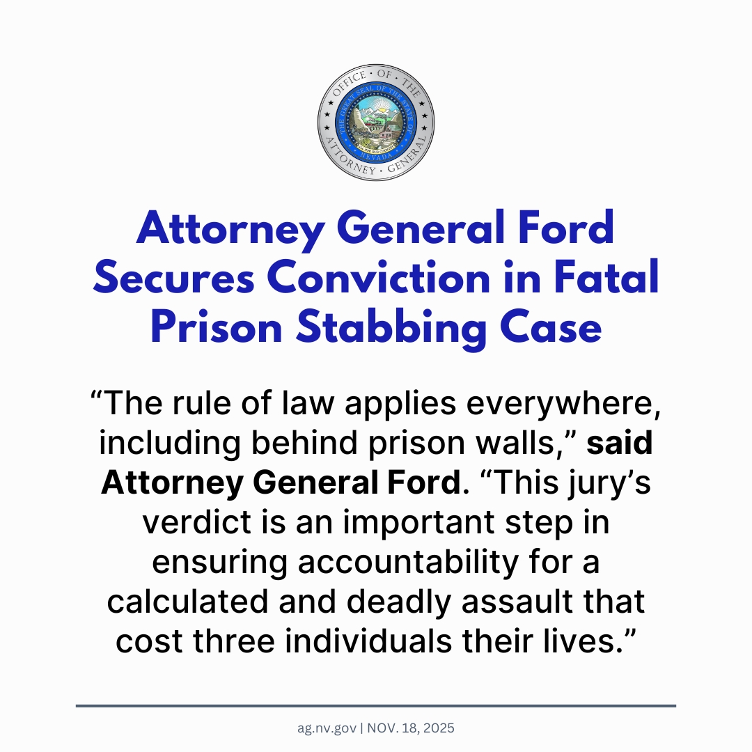 Nevada - Attorney General Ford announced that a jury in White Pine ...