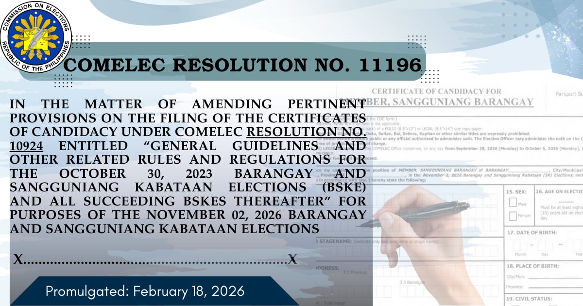 Comelec - UPDATES For the Upcoming November 2, 2026 BSKE View here👇👇👇 ...