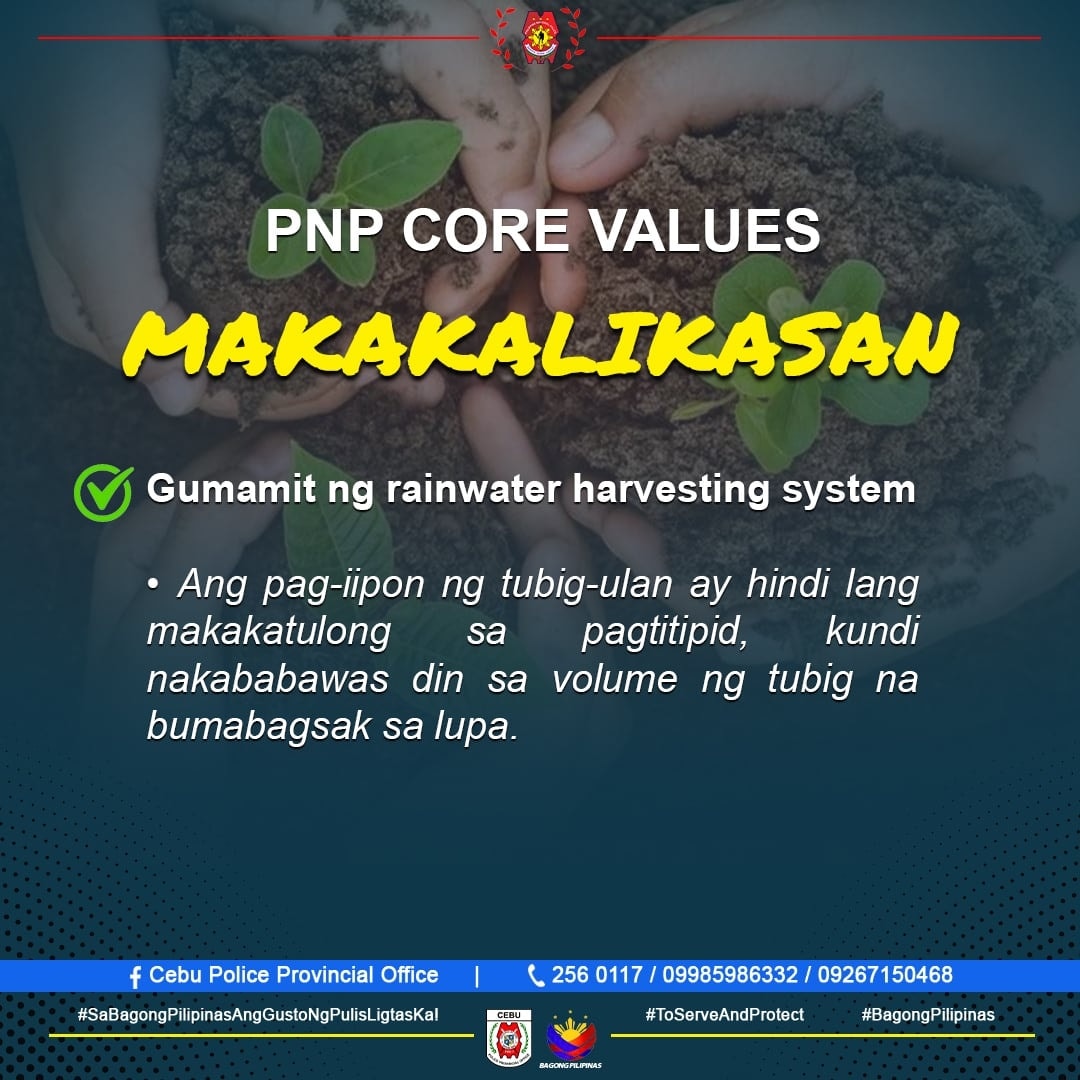Cebu - PNP Core Values Makakalikasan Gumamit ng rain water harvesting ...