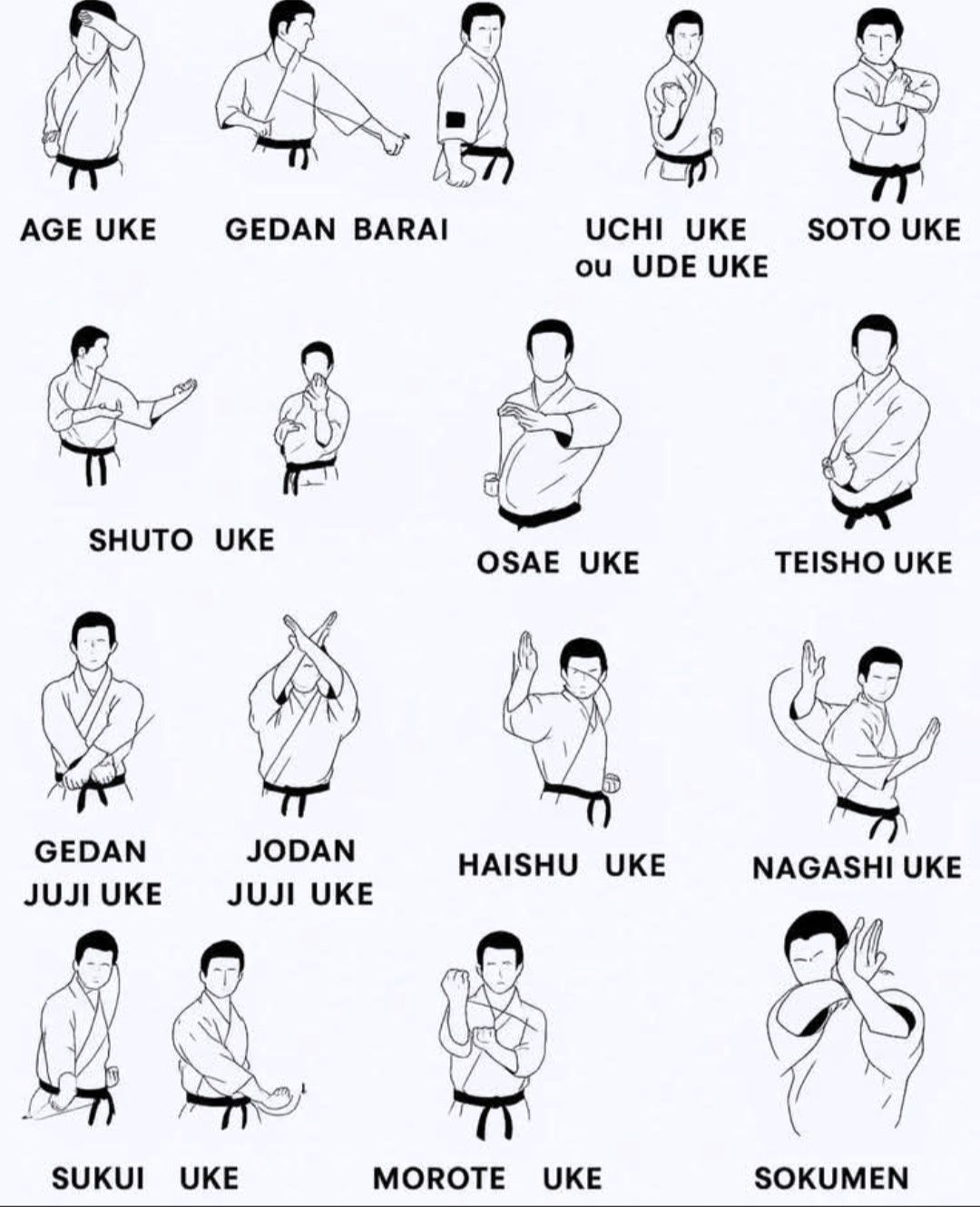 KARATE - Karate Uke (Blocking) Techniques The image displays a series ...