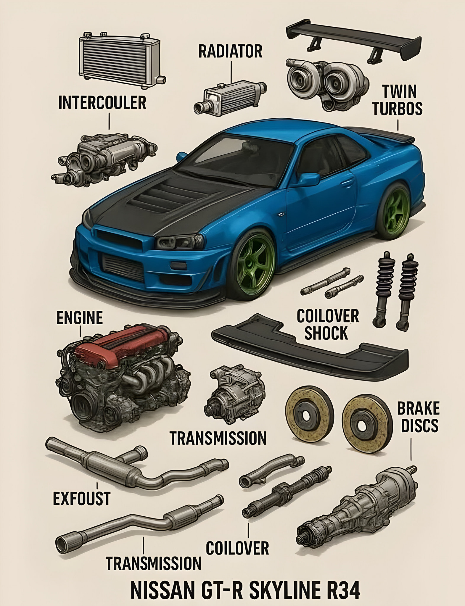 This is exactly how the heart of the Nissan GT-R34 looks like