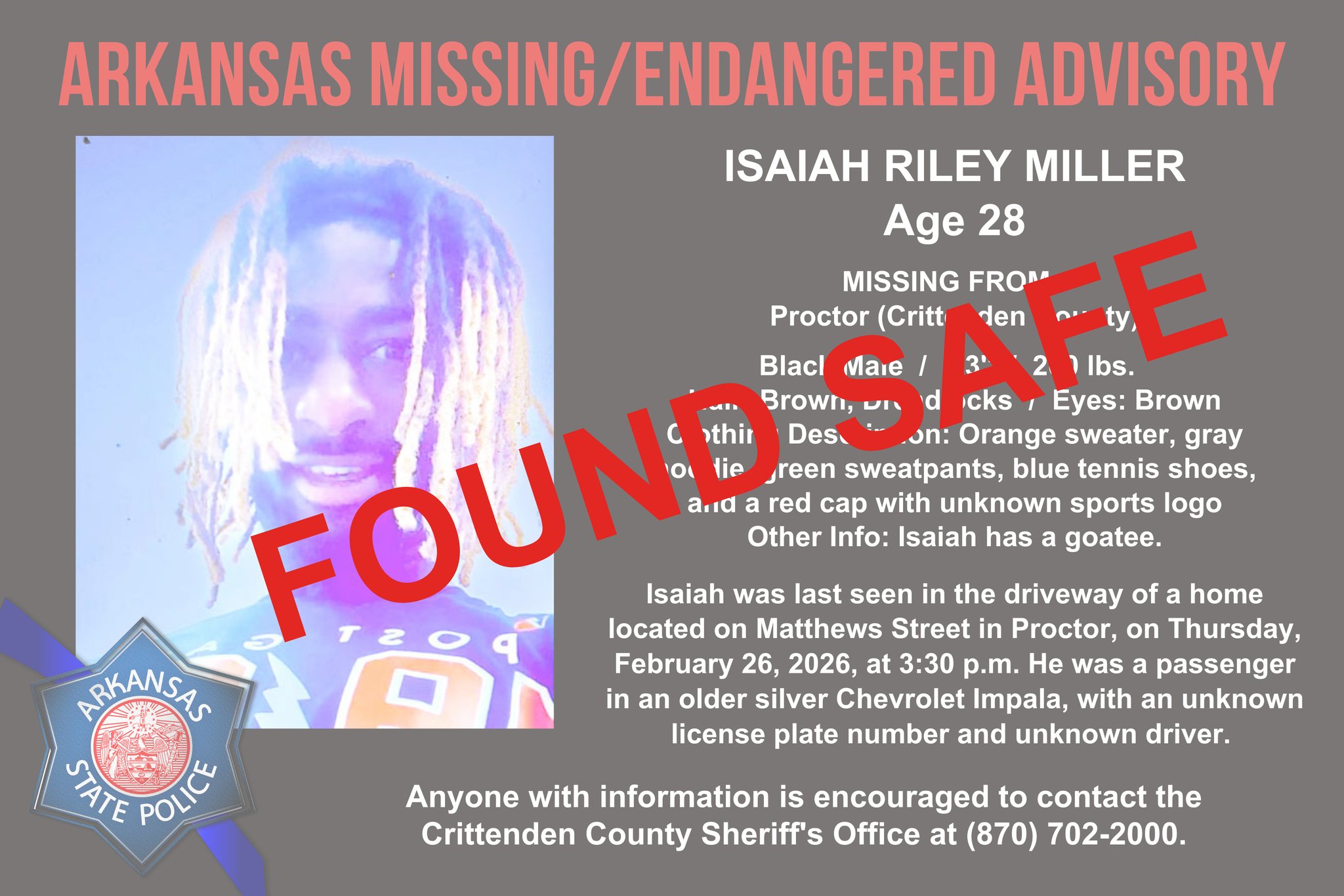 Arkansas - ***UPDATE: FOUND SAFE!*** Thank you for sharing. ARKANSAS ...