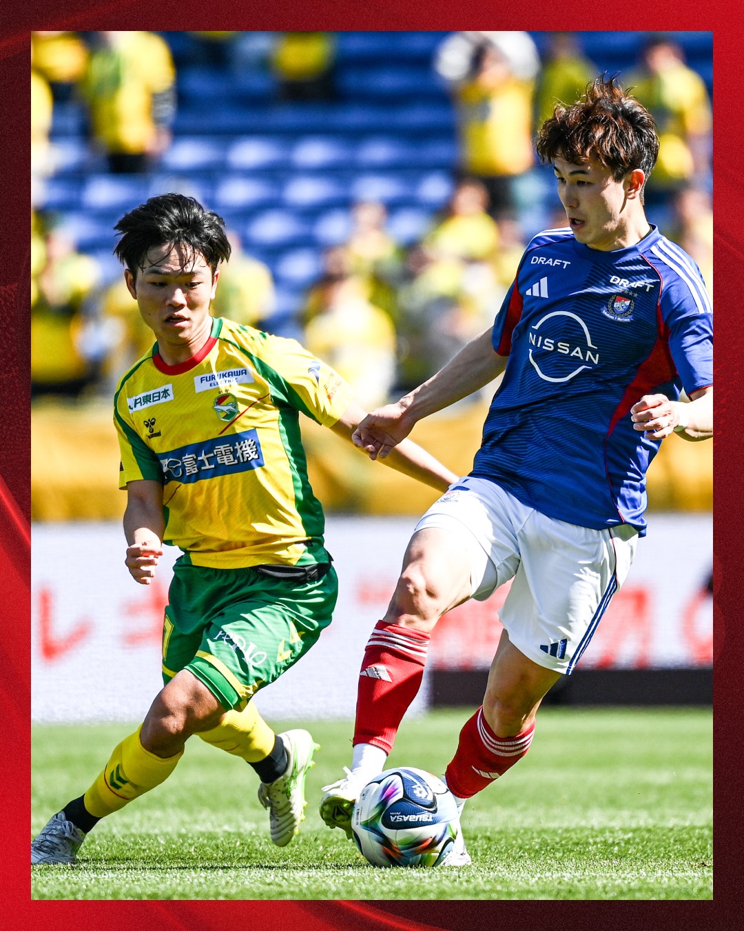 Full-Time Yokohama F・Marinos 2-0 JEF United Chiba The first clash between the two clubs in 17 years saw Yokohama F・Marinos secure a victory against JEF United Chiba with two goals JLEAGUE football