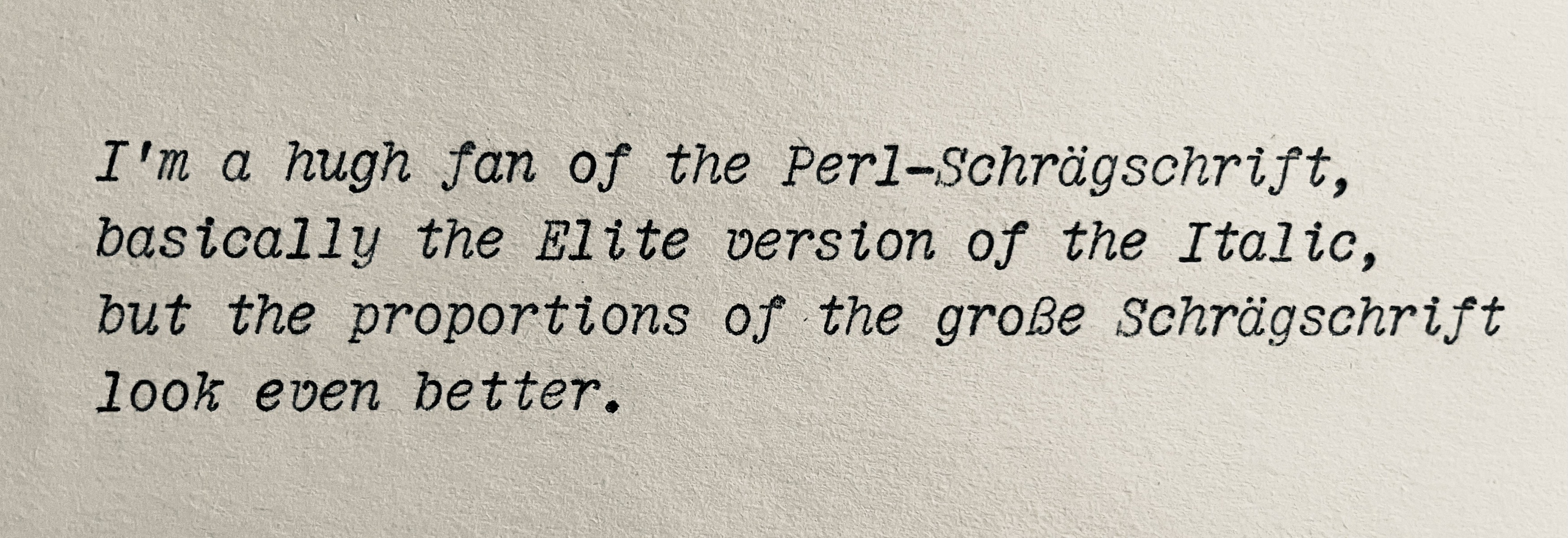 Rare Große Schrägschrift typeface on German pre-WWII typewriters