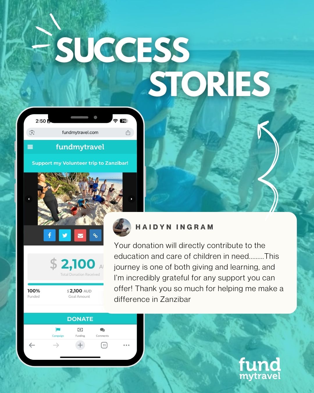 Fundmytravel - Adventure. Purpose. Impact. Haidyn has been accepted ...