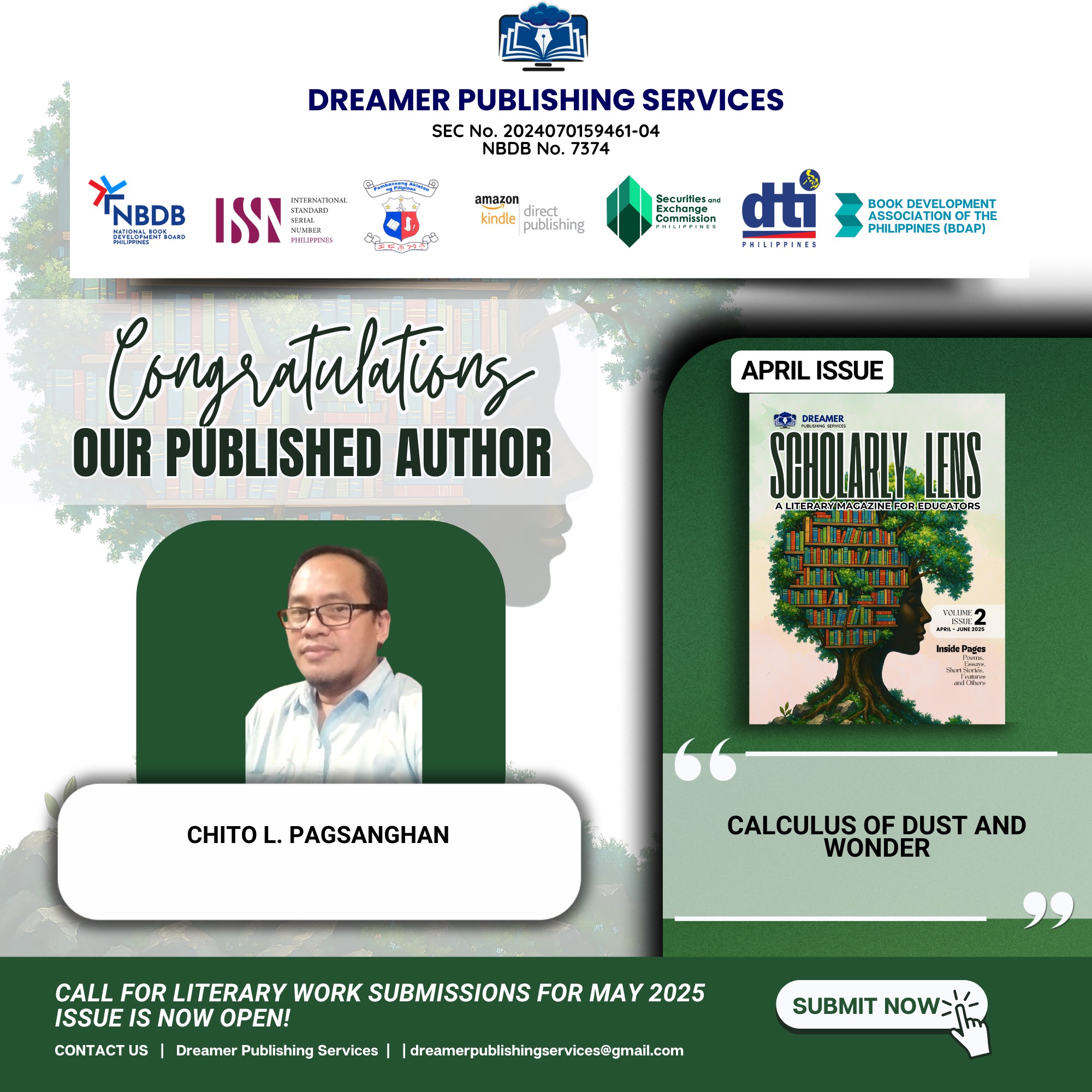 Dreamer - CONGRATULATIONS! Our Published author, CHITO L. PAGSANGHAN ...