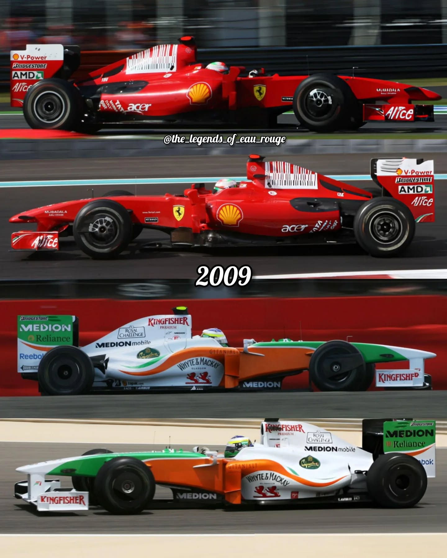 Giancarlo Fisichella`s cars in 2009: Ferrari F60 & Force India