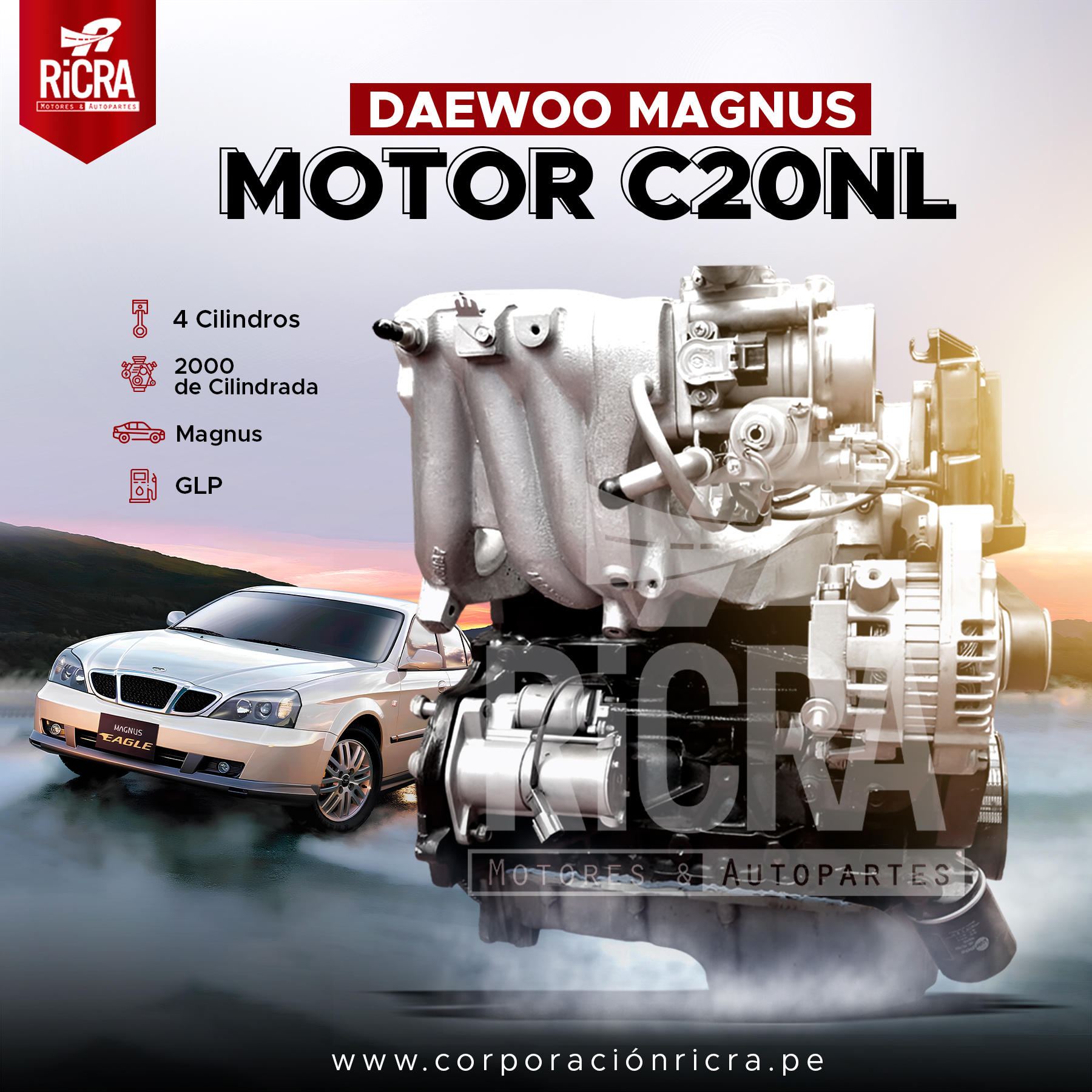Ricra - Motor C20NL – Daewoo Magnus 👉 4 cilindros en línea 👉 2000 cc de ...