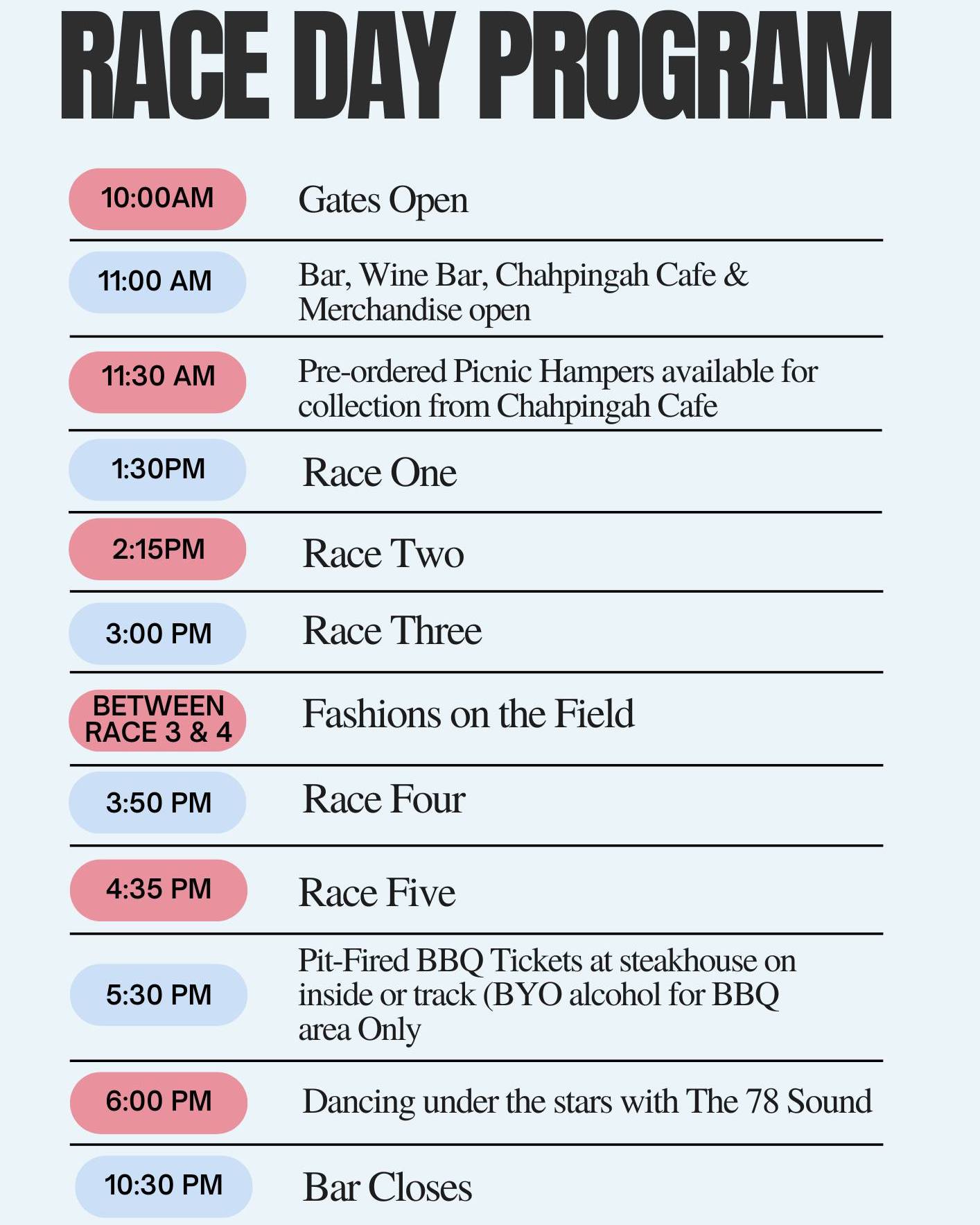 Burrandowan - Here is the full run down for our race program for this ...