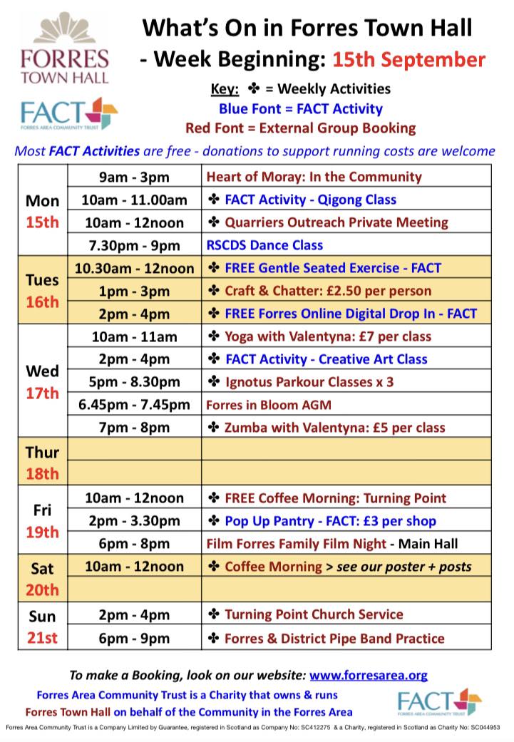 😃 👀 🔎 Find out what’s on... - Forres Area Community Trust | Facebook