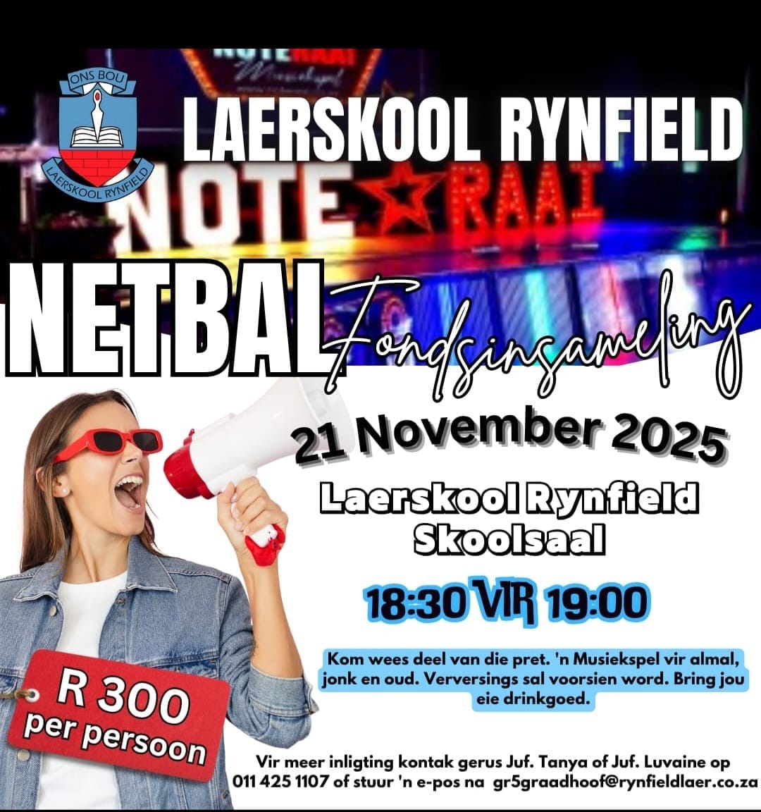 NOTERAAI - Ons kom kuier in Benoni by Laerskool Rynfield op 21 November ...