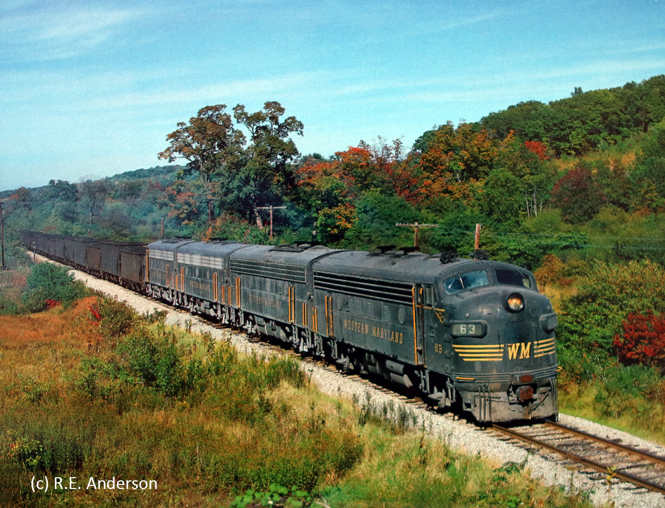 Western - Western Maryland Railway F7A number 63 leads an F7 A-B-B-A ...