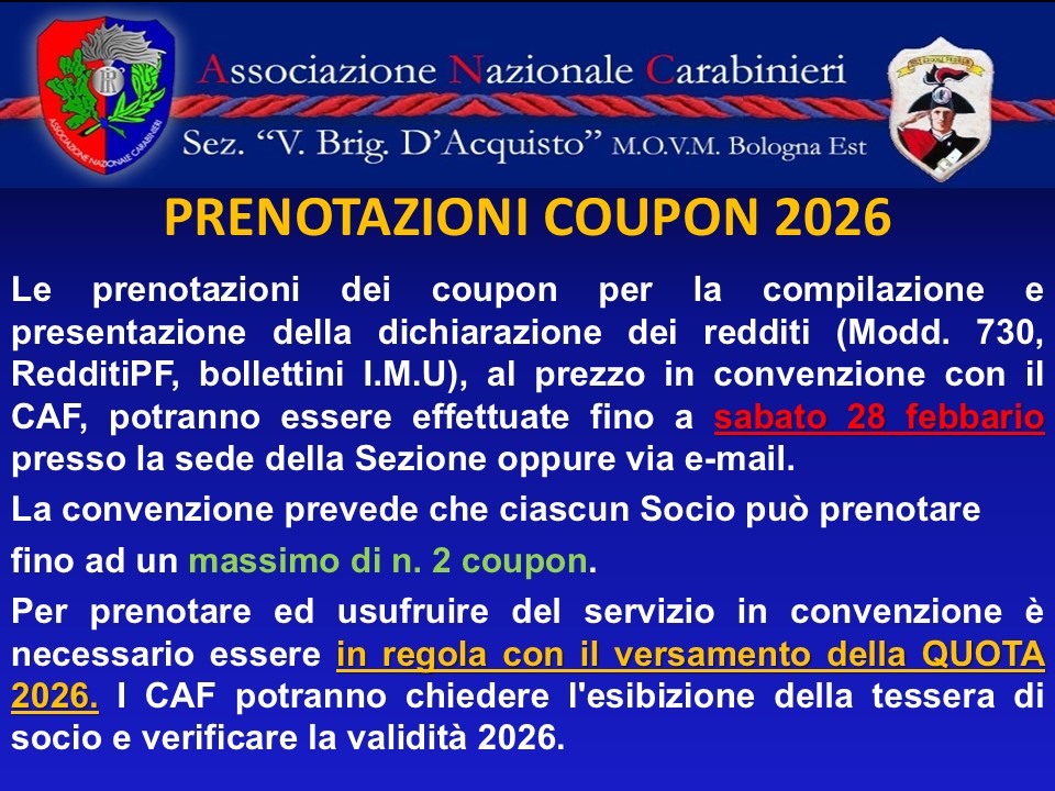 Associazione - CONVENZIONE CAF 2026 e prenotazione coupon per la ...
