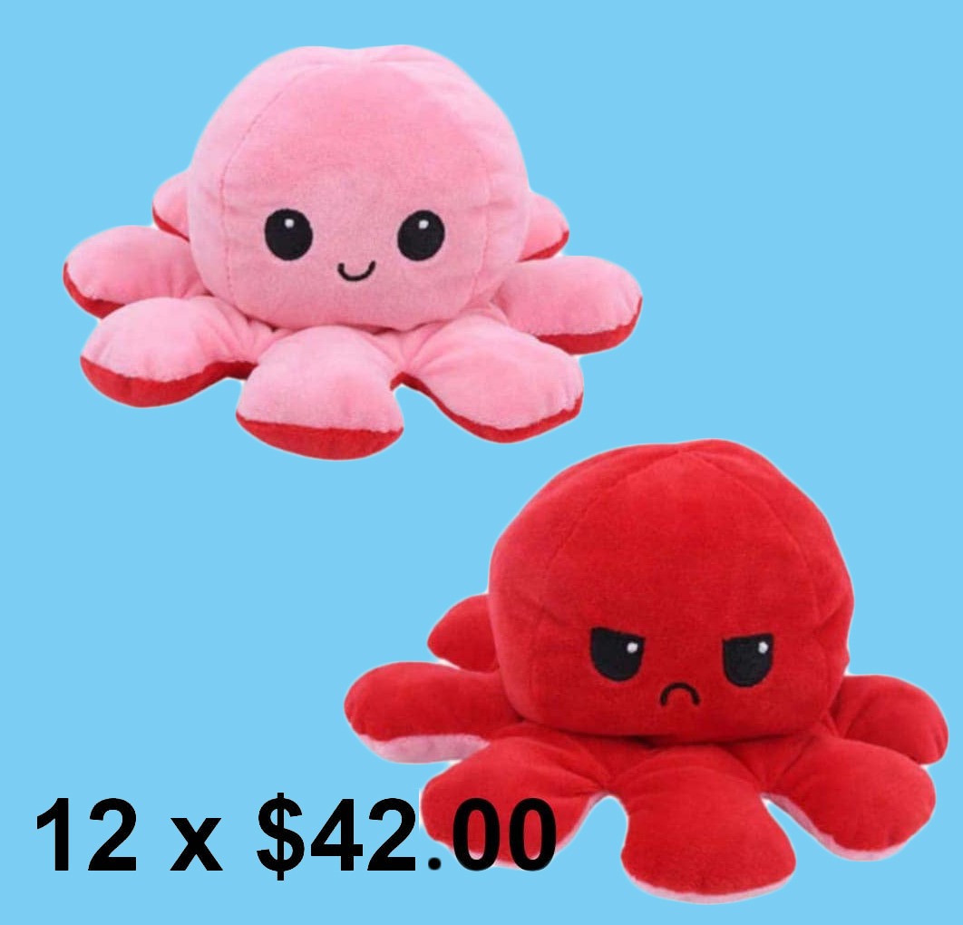 Pulpito Reversible Rojo Y Azul Toy Pulpito Peluche Pulpos