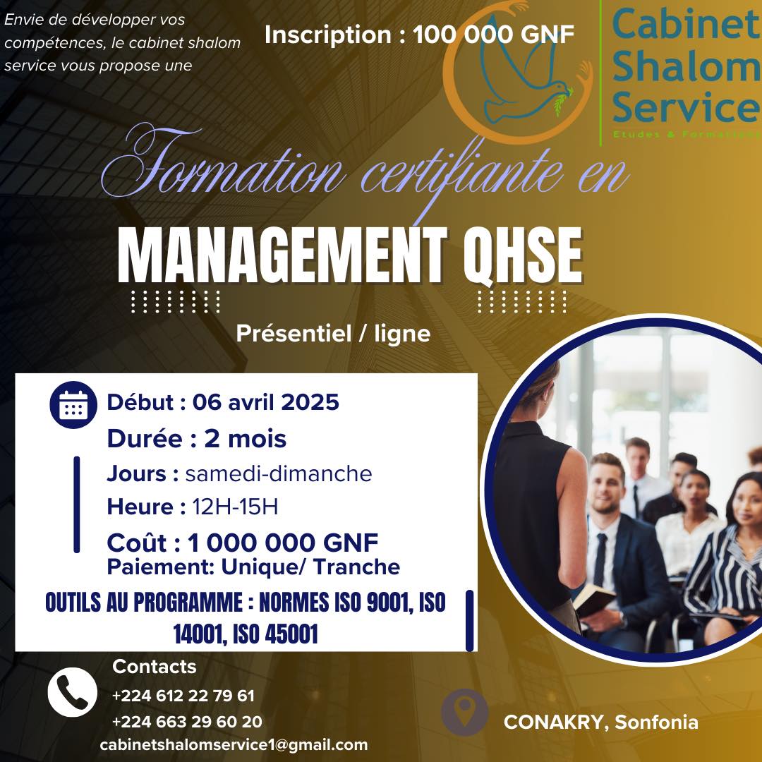 Cabinet - 🟠 PROGRAMME DE FORMATION CERTIFIANTE EN QHSE POUR LES ...