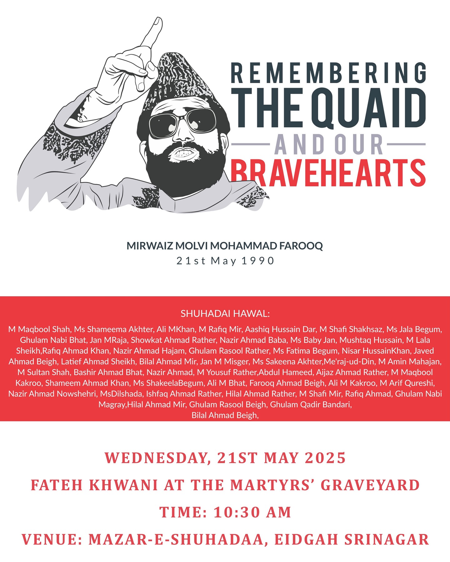 Mirwaiz - 🕊️ REMEMBERING THE QUAID & OUR BRAVE HEARTS 🕊️ Join us in ...