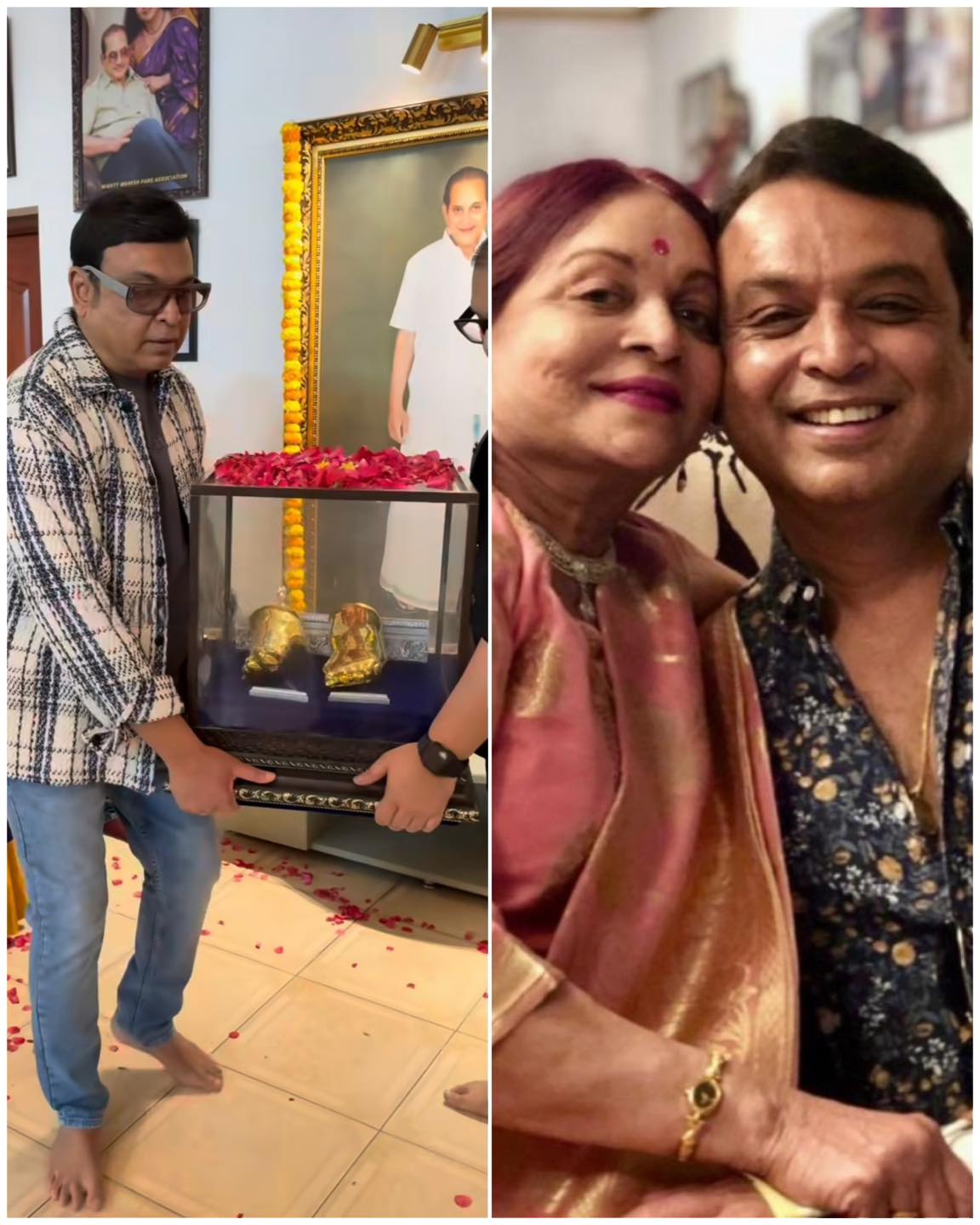 Celebrity - తల్లి విజయనిర్మల గారి పాదాలని బంగారం తో చేయించుకున్న నరేష్ ...