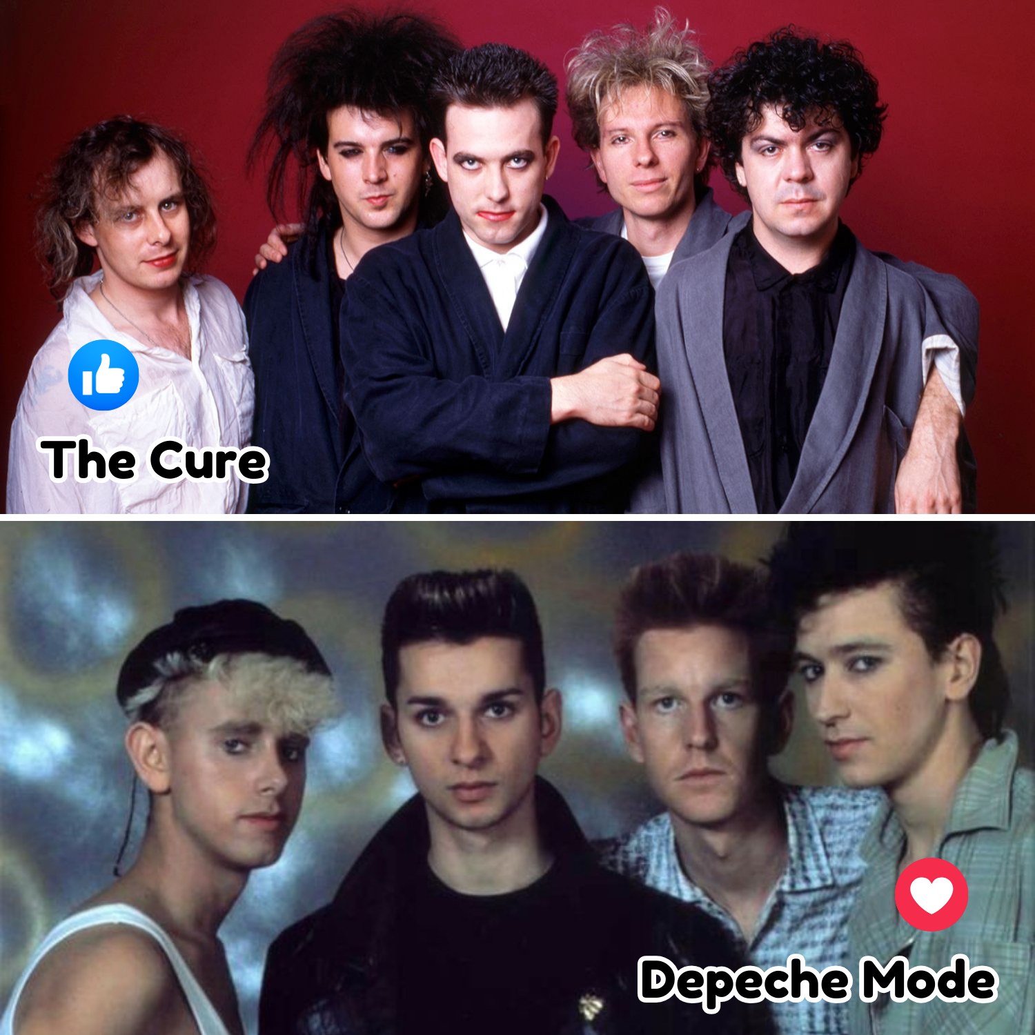 80's alternative music favorites include The Cure and Depeche Mode